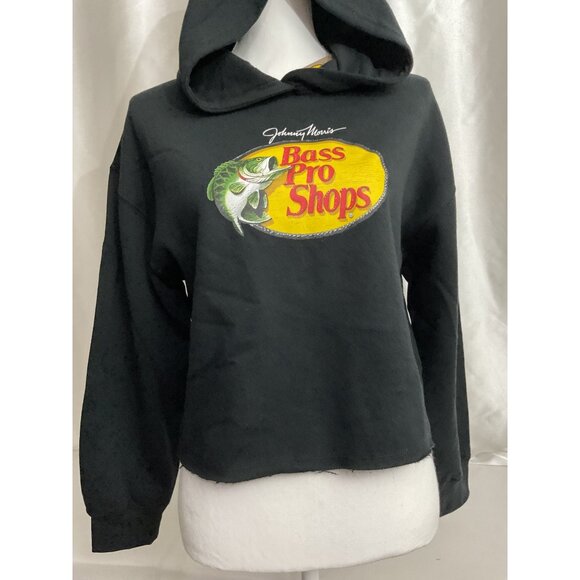 Johnny Morris Bass Pro Shops Womens Black Cropped Hoodie Sweatshirt M - Picture 2 of 7